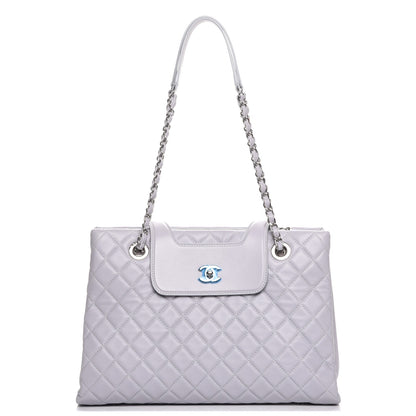 Chanel Lambskin Quilted By 3 Shopping Tote Light Grey 1 of 8