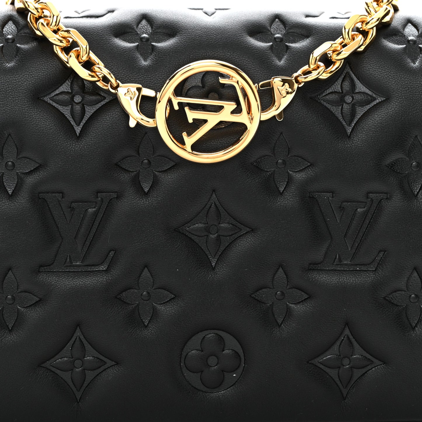 Lambskin Embossed Monogram Pochette Coussin Black
