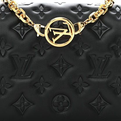 Louis Vuitton Lambskin Embossed Monogram Pochette Coussin Black 7 of 10