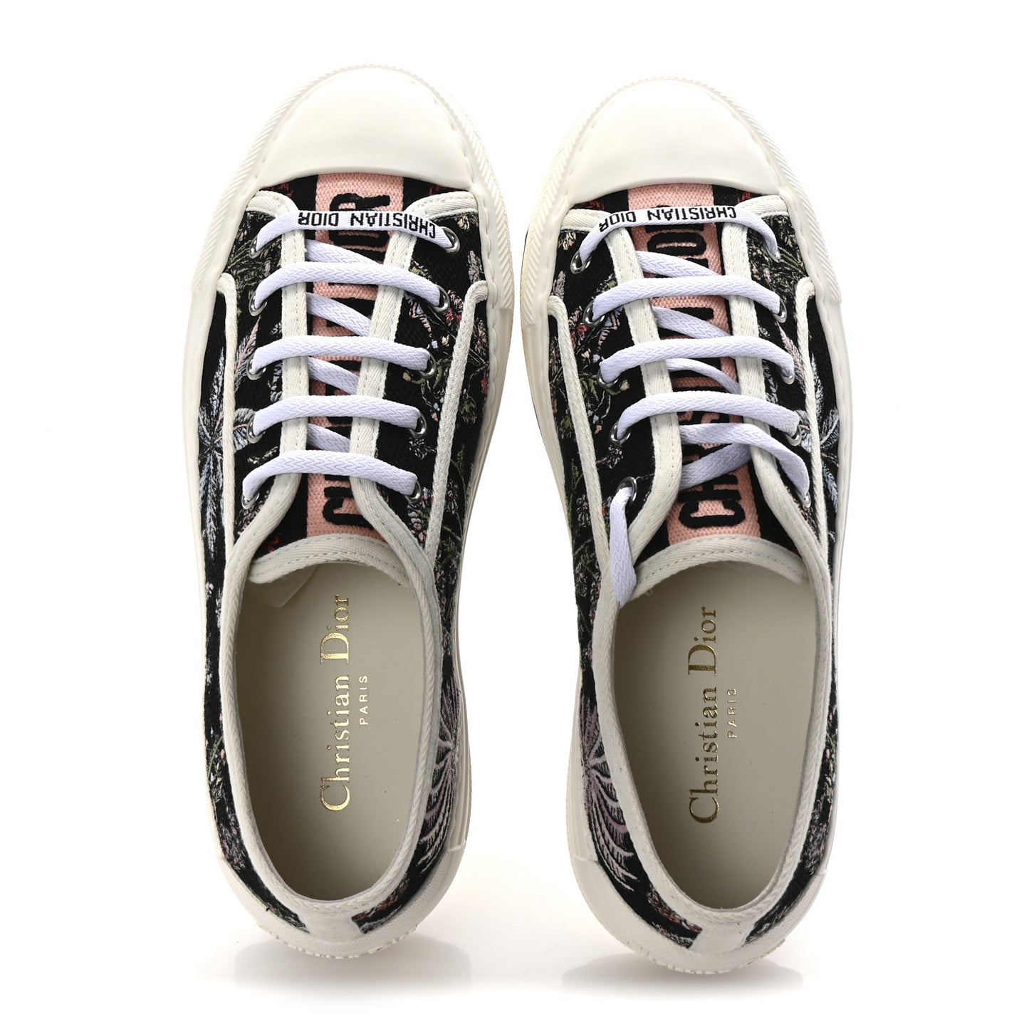 Canvas Jardin Botanique Embroidered Womens Walk'N'Dior Low Top Sneakers 38 Black Multicolor