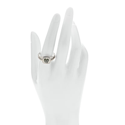 David Yurman Sterling Silver Diamond Prasiolite 7mm Petite Albion Ring 59 8.75 2 of 4