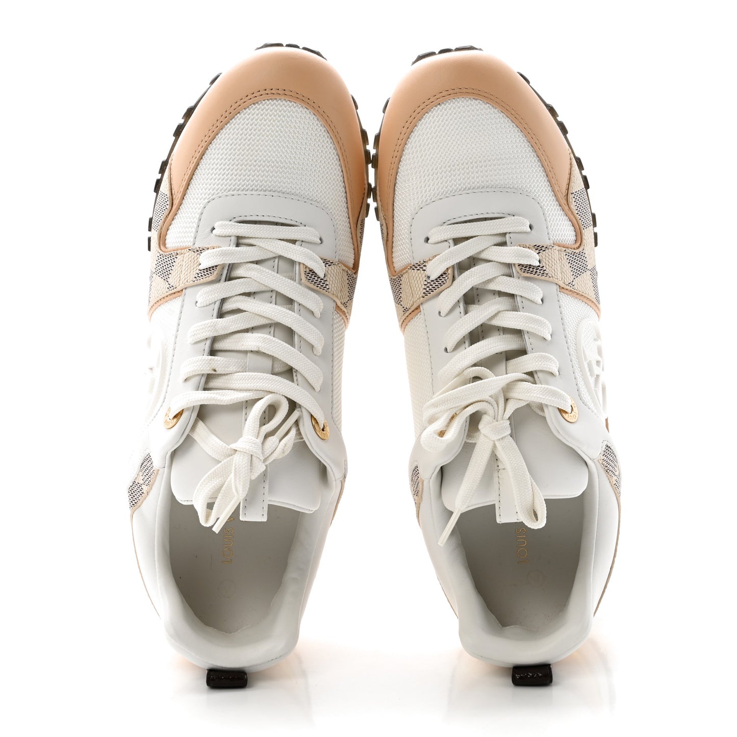 Calfskin Damier Azur Run Away Sneakers 37.5 White