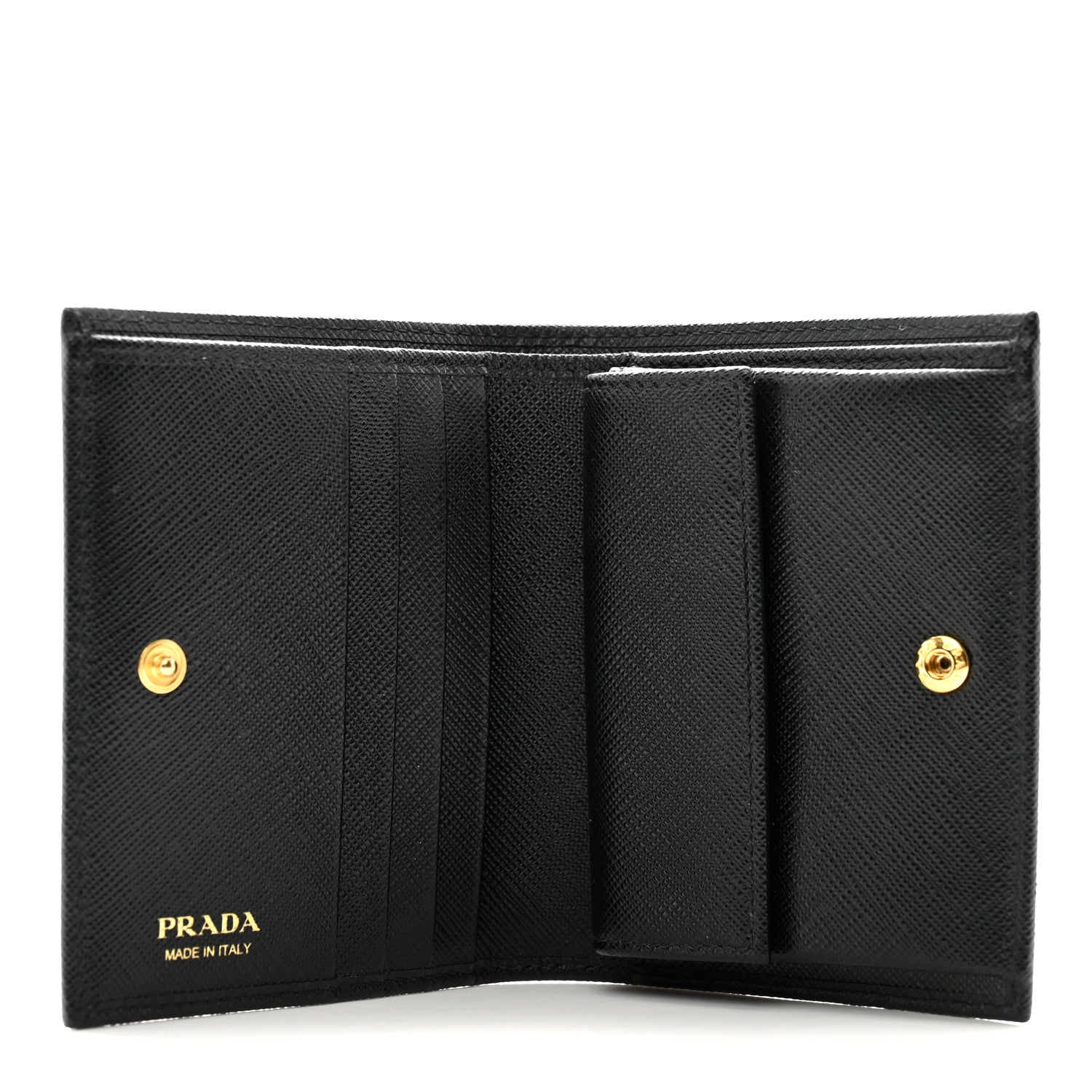 Prada Saffiano Metal Bi-Fold Wallet Black 5 of 8