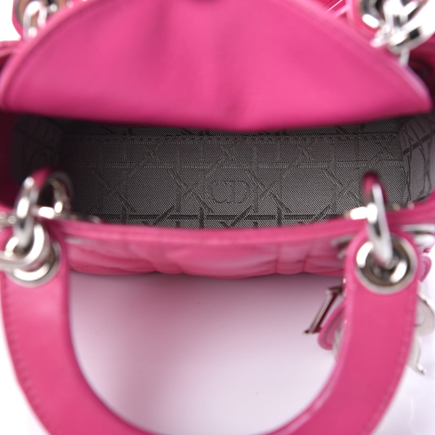 Lambskin Cannage Nano Lady Dior Fuchsia