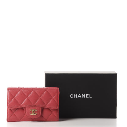 Chanel Caviar Quilted Flap Card Holder Wallet Dark Pink 9 of 9