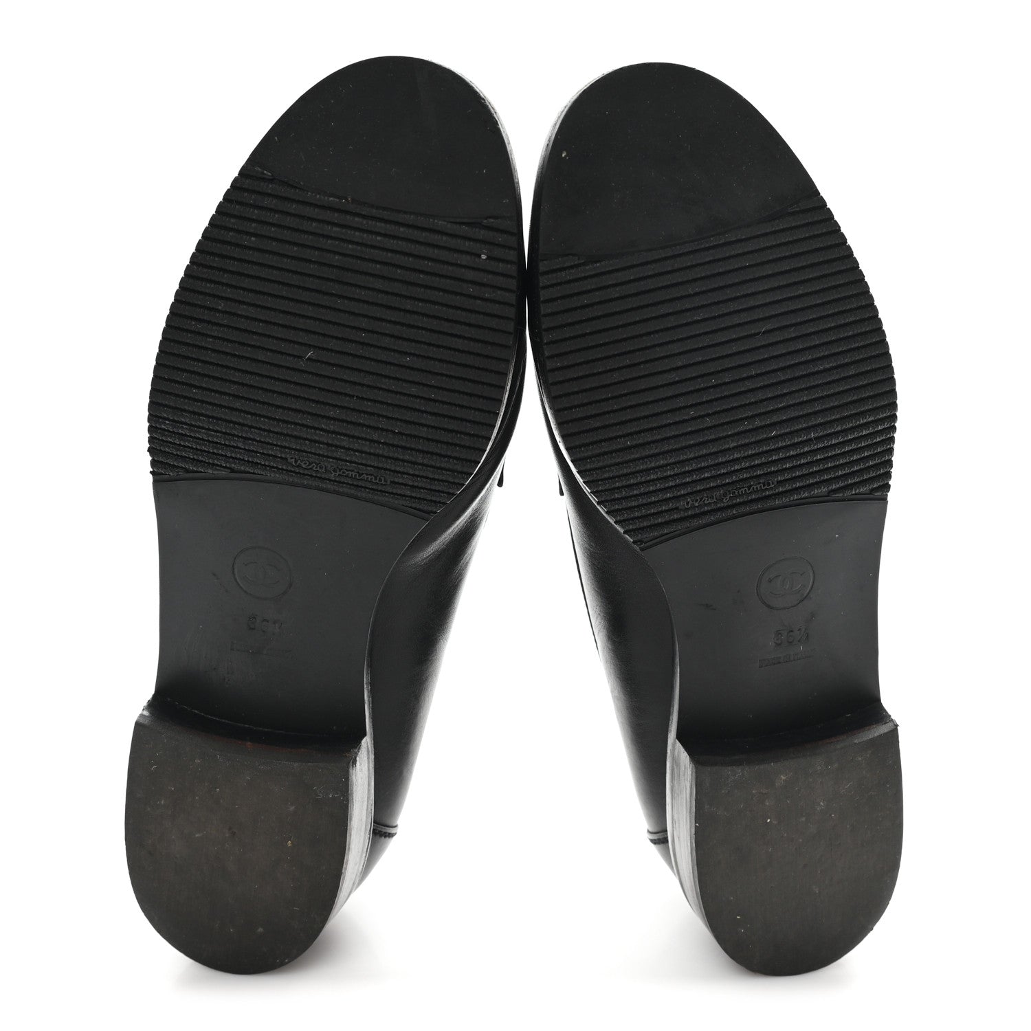 Chanel Lambskin CC Penny Loafers 36.5 Black 6 of 10