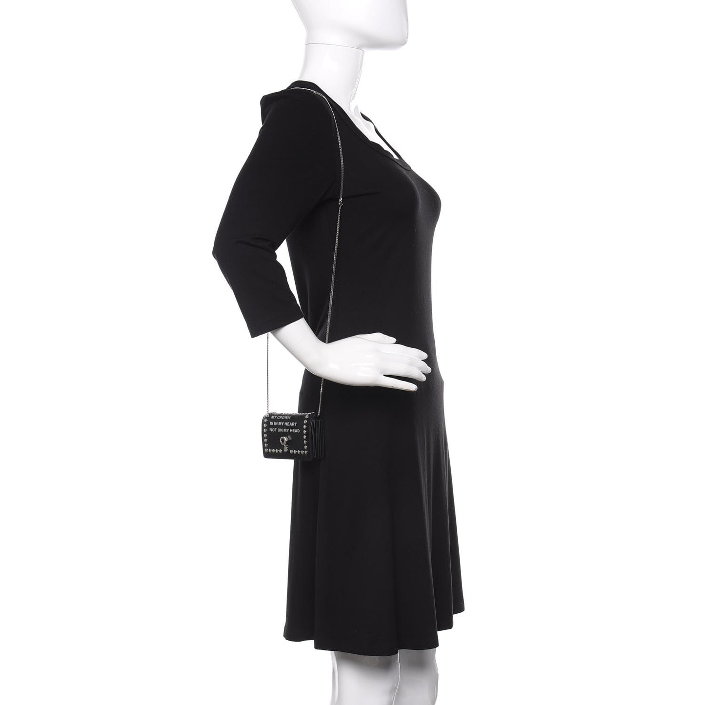 Calfskin Studded Jessie Chain Card Case Black