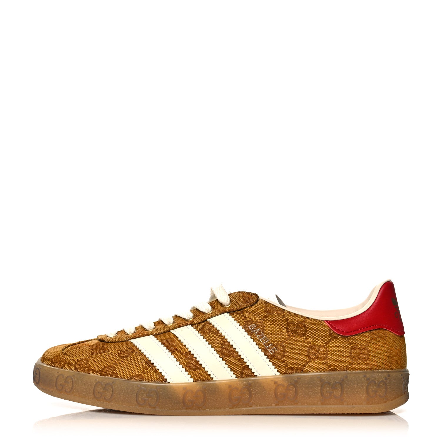 Gucci X ADIDAS Vintage GG Monogram Mens Gazelle Sneakers Mid Natural Nut Off White 1 of 8