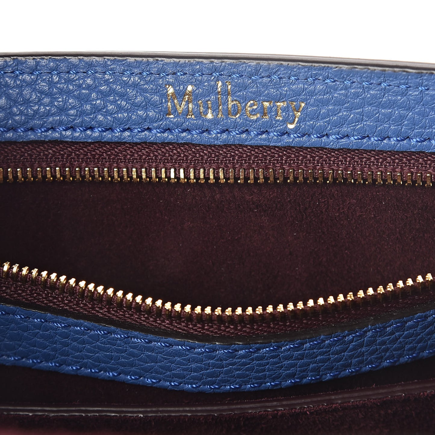 Classic Grain Calfskin Small Bayswater Porcelain Blue