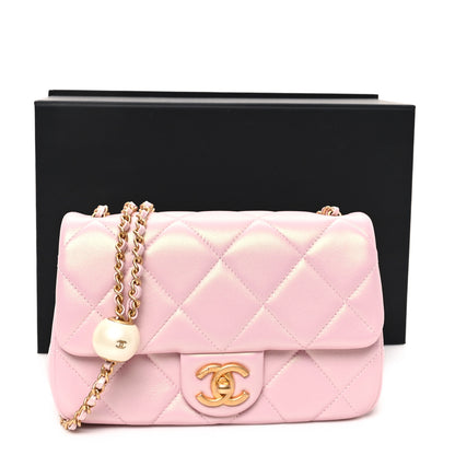 Chanel Pearly Lambskin Pearl Quilted Small Flap Pink 11 of 11