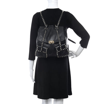 Valentino Garavani Pebbled Calfskin Rockstud Double Pocket Backpack Black 2 of 12