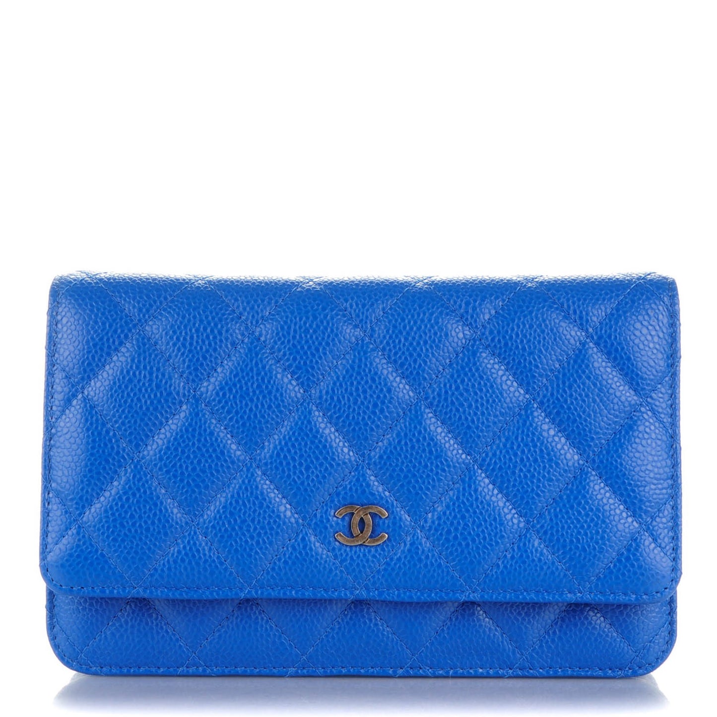 Caviar Quilted Wallet On Chain WOC Blue