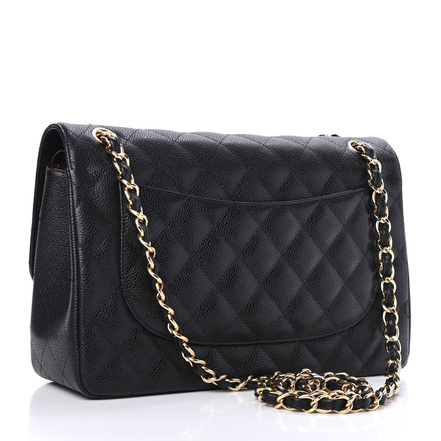 Caviar Quilted Jumbo Double Flap Black