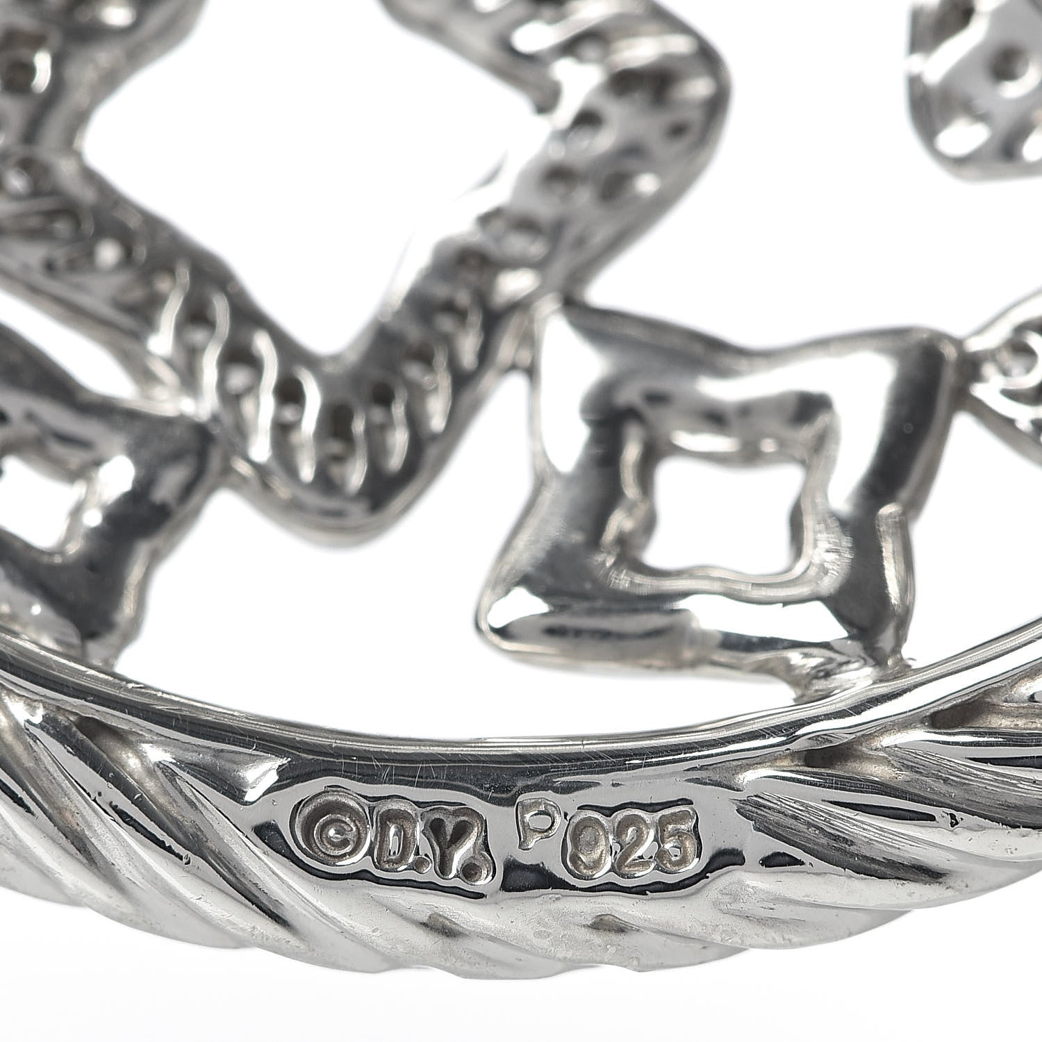 David Yurman Sterling Silver Diamond Quatrefoil Pendant Necklace 6 of 6