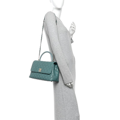 Chanel Caviar Quilted Lizard Embossed Small Coco Handle Flap Green 3 of 11