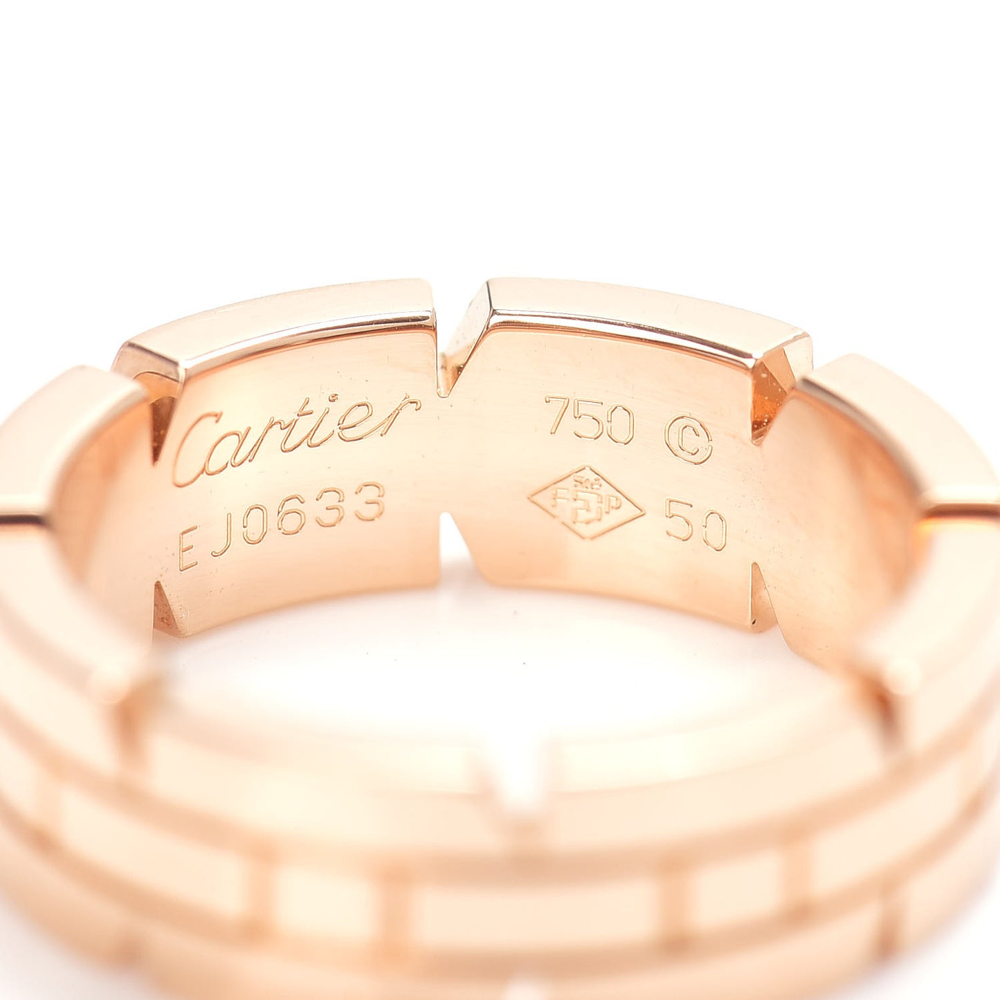 18K Pink Gold Tank Francaise Band Ring 50 5.25