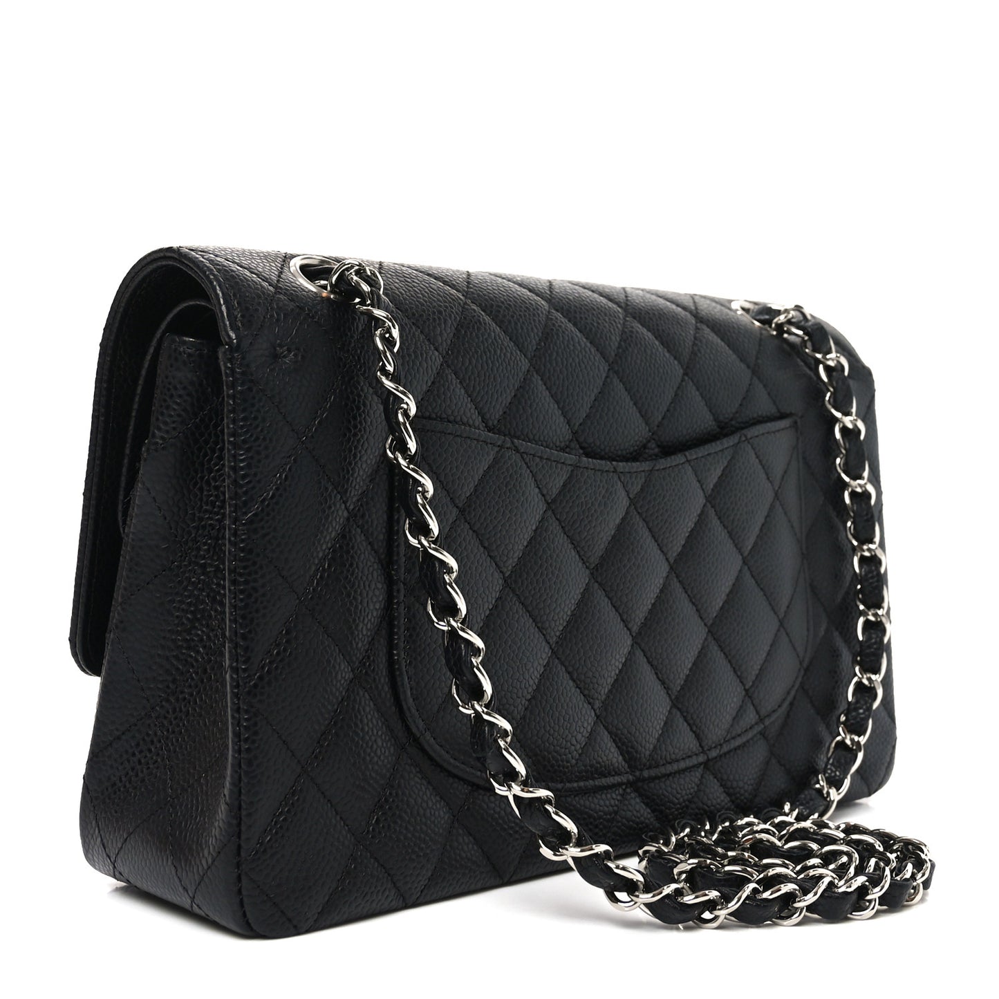 Caviar Quilted Medium Double Flap Black