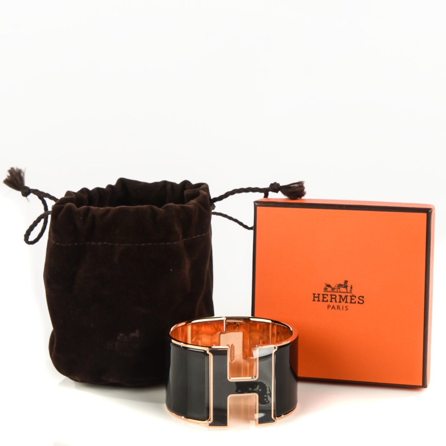Enamel Extra Wide Clic Clac H Bracelet PM Black