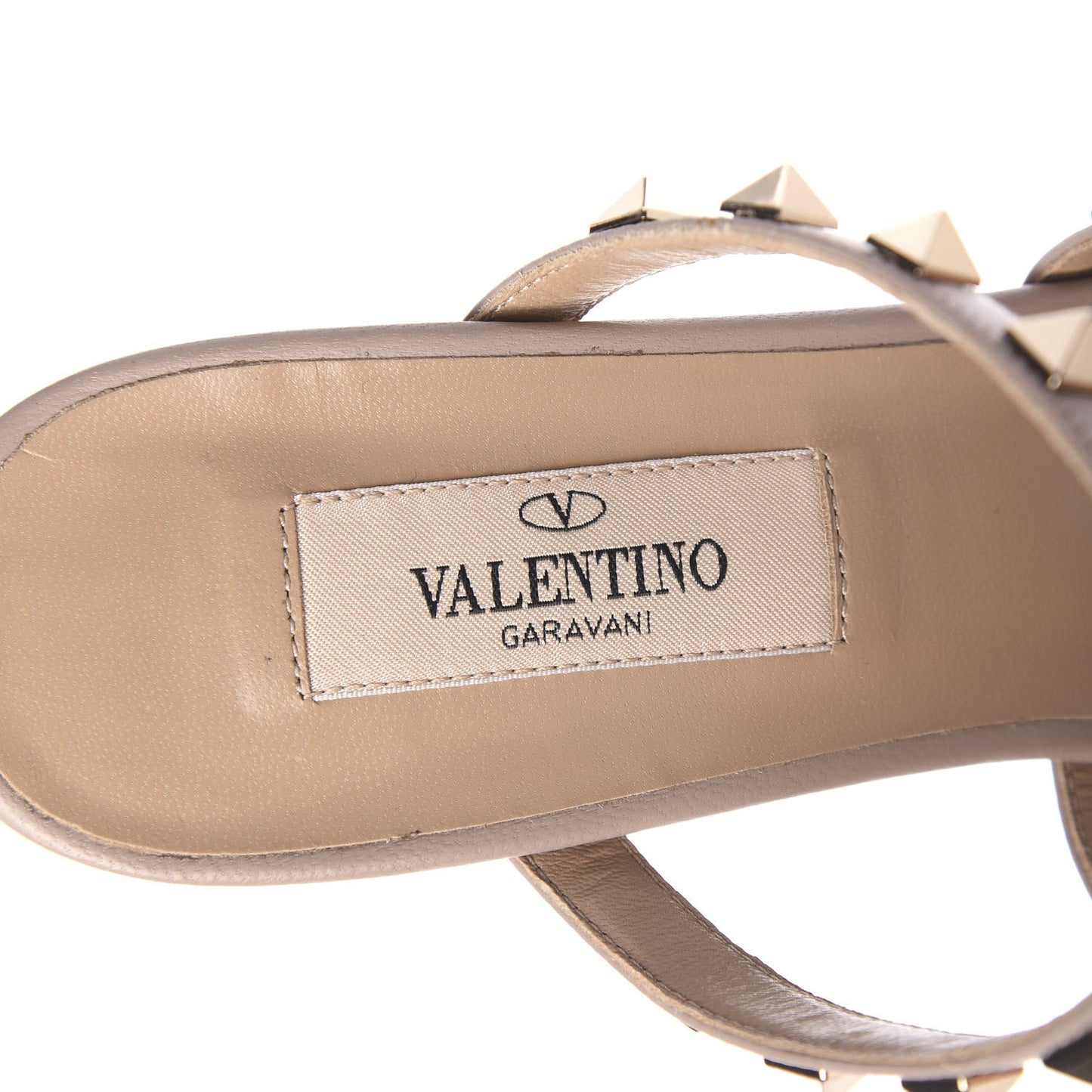 Calfskin Rockstud 60mm Caged Slide Sandals 36 Poudre