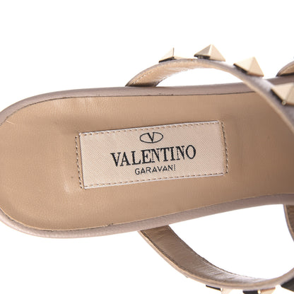 Valentino Garavani Calfskin Rockstud 60mm Caged Slide Sandals 36 Poudre 6 of 9