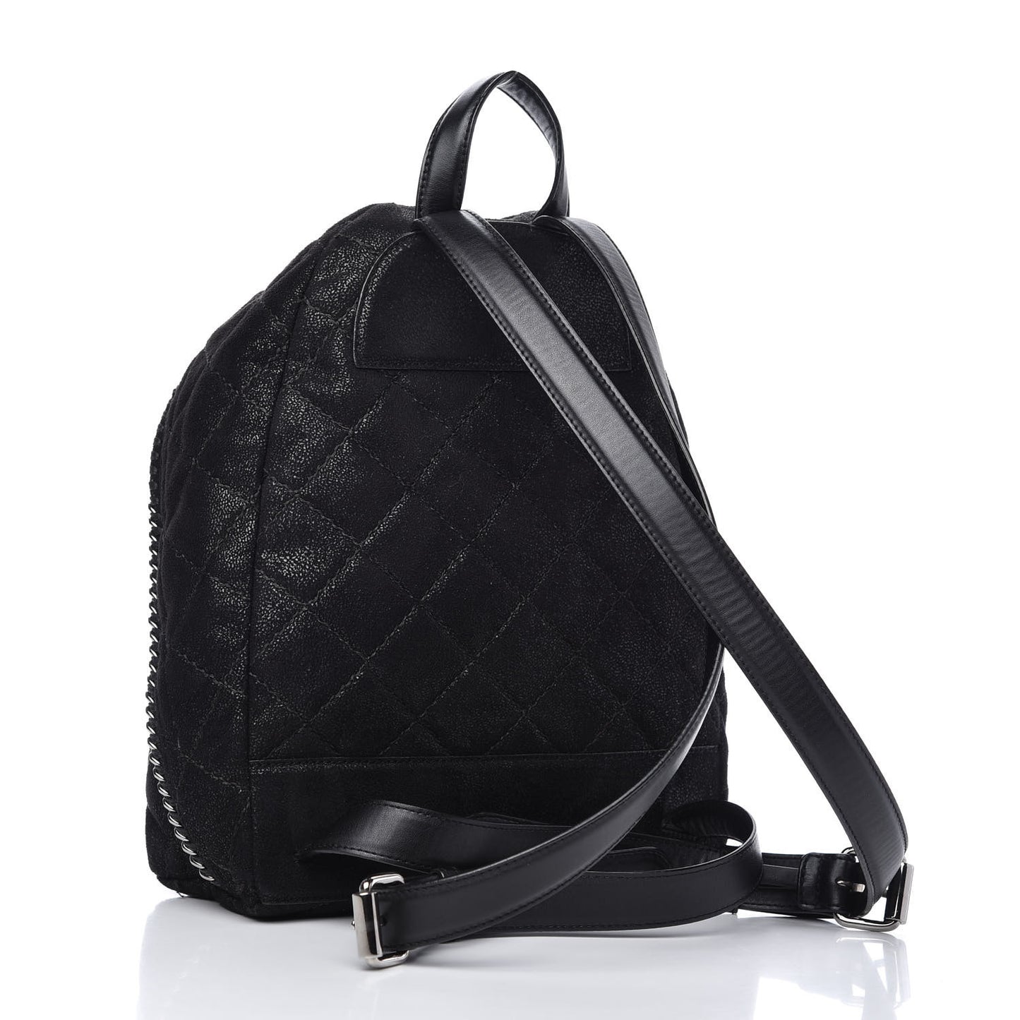 Shaggy Deer Quilted Small Falabella Backpack Black