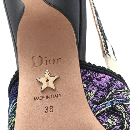 Christian Dior Canvas Embroidered Voyage Cotton Ribbon J'Adior Slingback 65mm Pumps 38 Multicolor 7 of 10