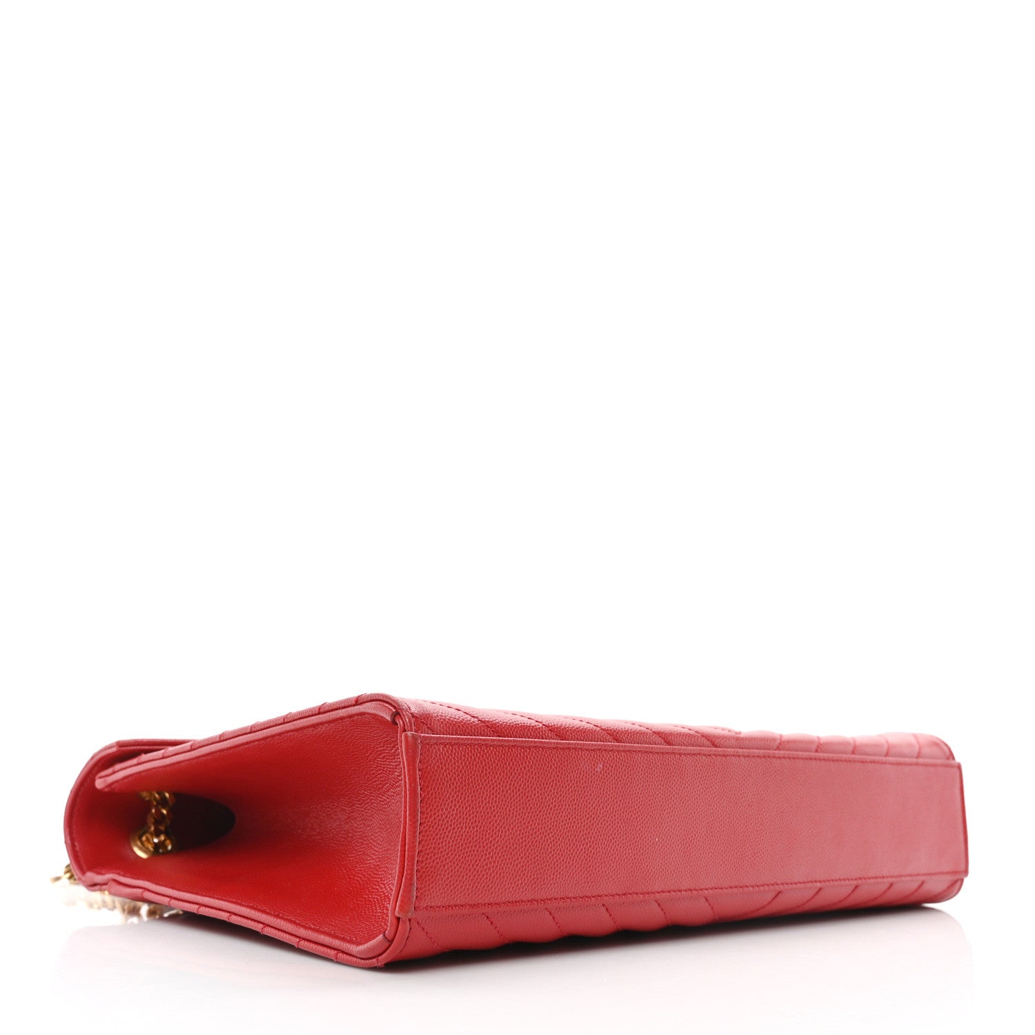 Saint Laurent Grain De Poudre Matelasse Chevron Large Monogram Satchel Lipstick Red 4 of 10