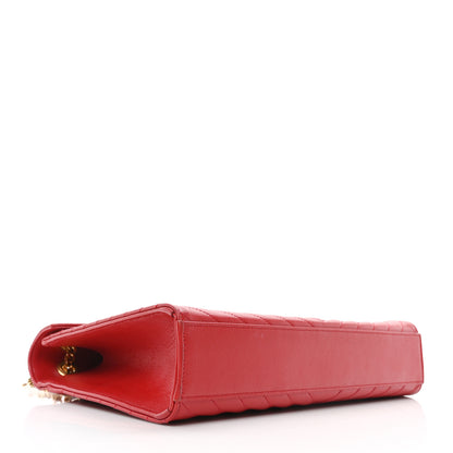 Saint Laurent Grain De Poudre Matelasse Chevron Large Monogram Satchel Lipstick Red 4 of 10