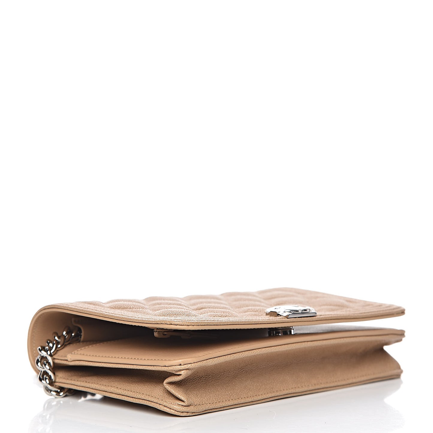 Caviar Quilted Boy Wallet On Chain WOC Beige