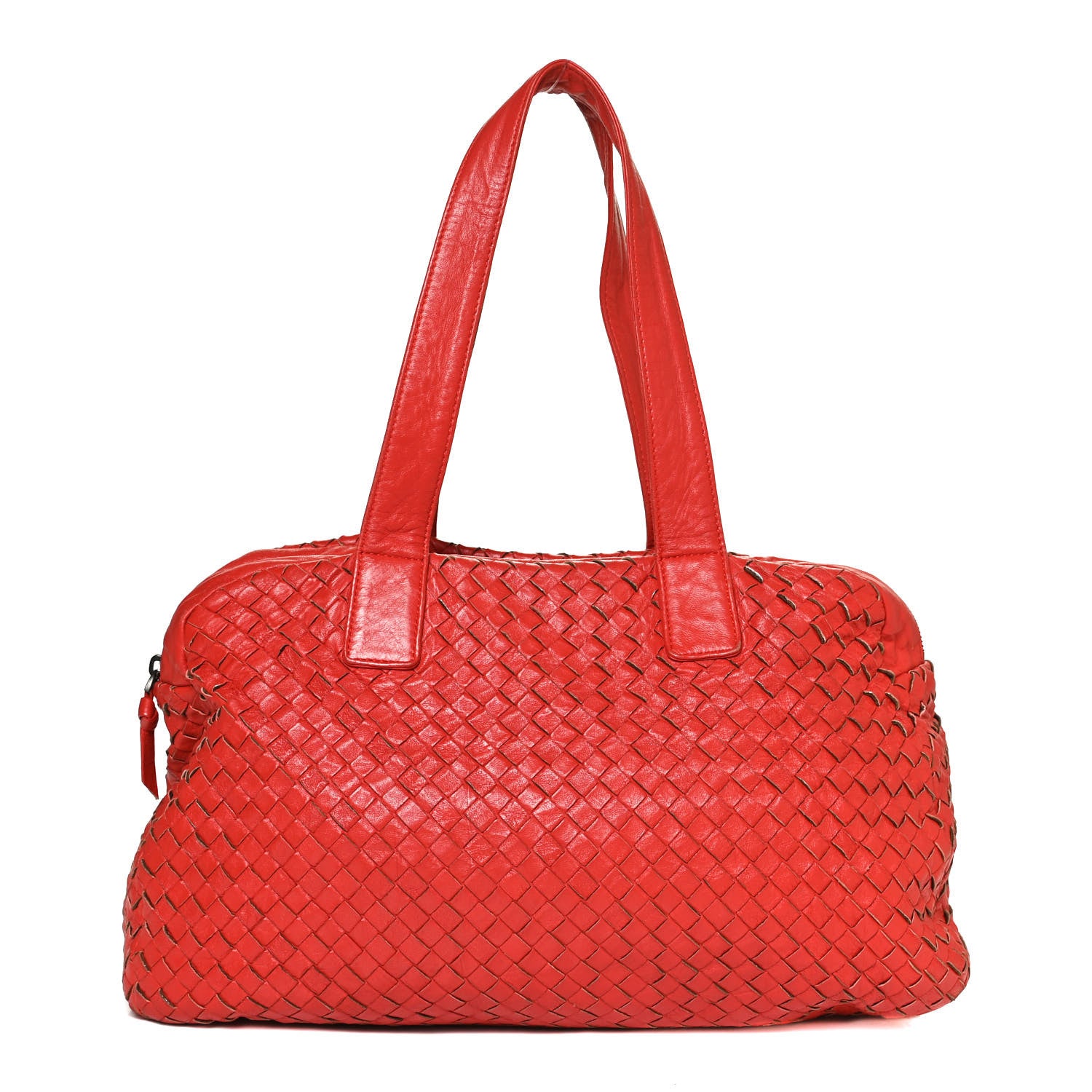 Bottega Veneta Nappa Intrecciato Shoulder Bag Red 1 of 12