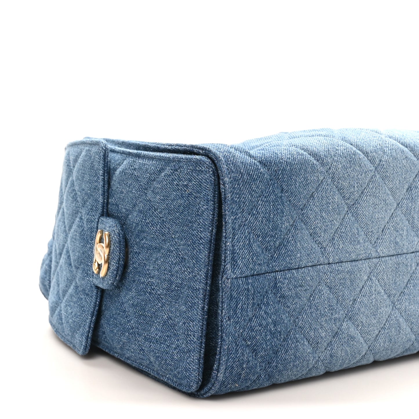 Washed Denim Quilted Small Chanel 25 Handbag Blue