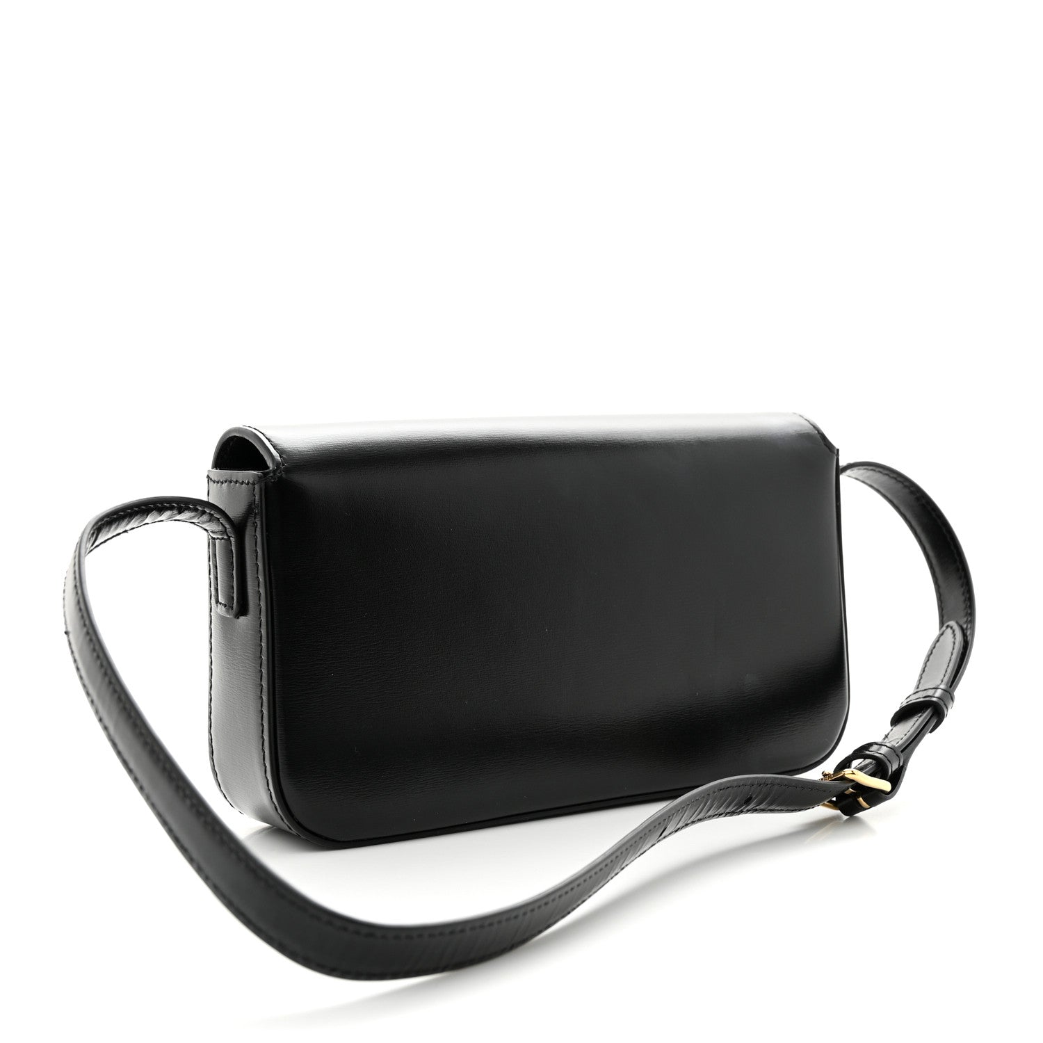 Celine Shiny Calfskin Triomphe Shoulder Bag Black 3 of 12