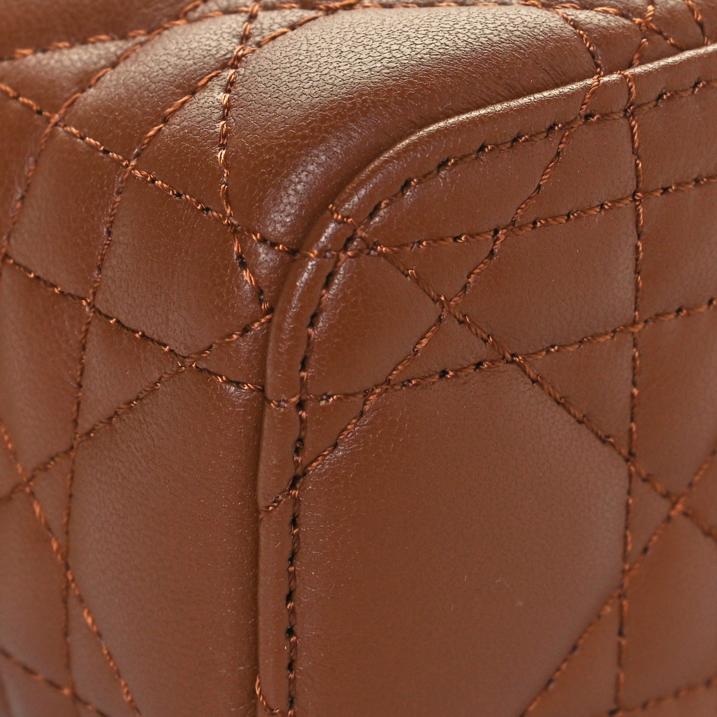 Lambskin Cannage Micro Lady Dior Vanity Case Cognac