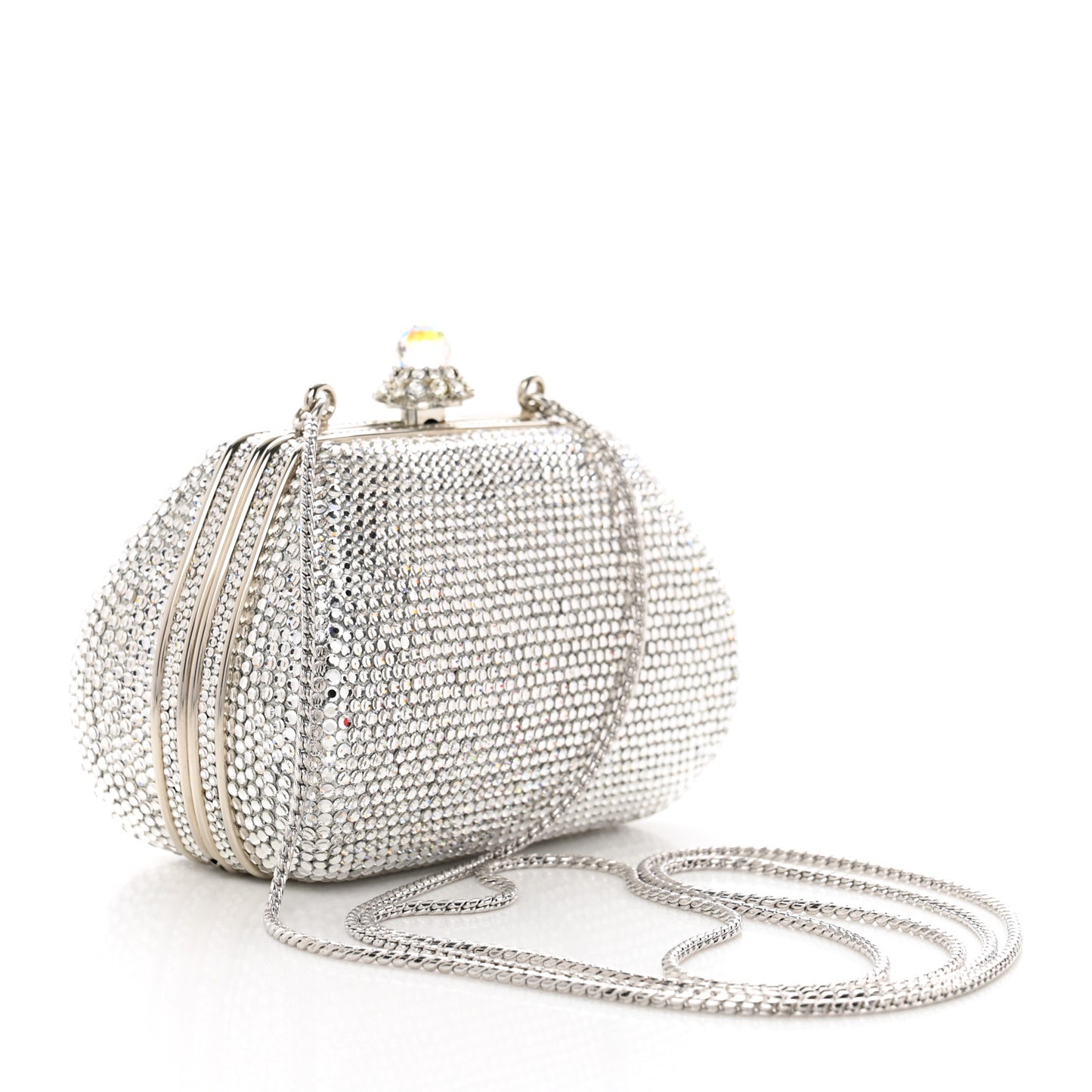 Swarovski Crystal Minaudiere Clutch Silver