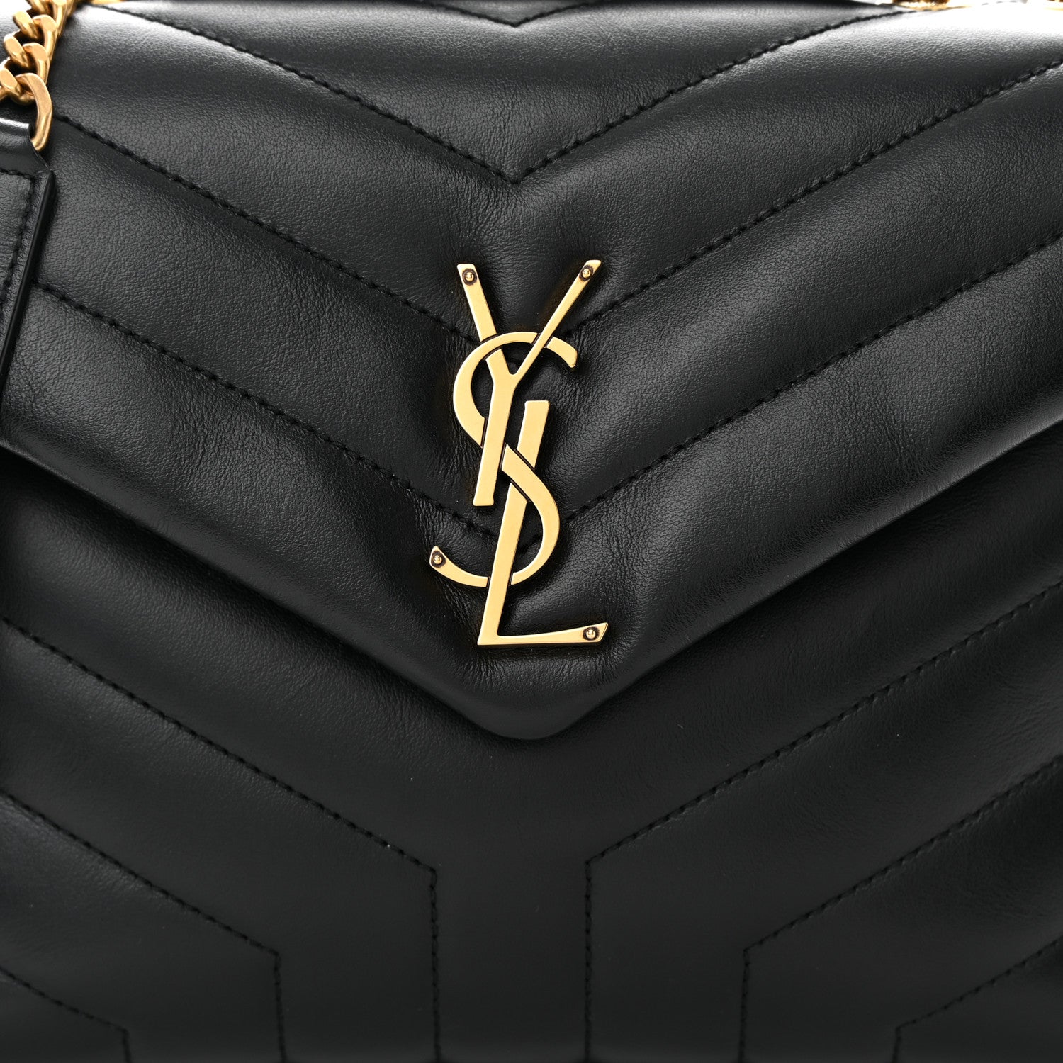 Saint Laurent Calfskin Y Quilted Monogram Small Loulou Chain Satchel Black 8 of 13