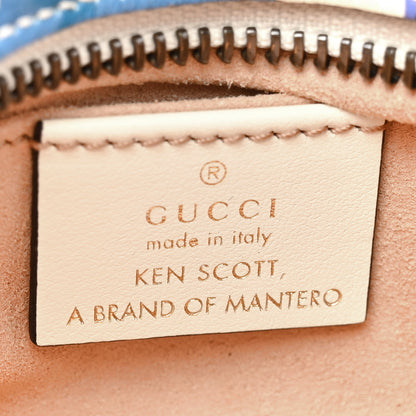 Gucci X KEN SCOTT Calfskin Matelasse Floral Print Small GG Marmont Chain Shoulder Bag Ivory Pink 7 of 17