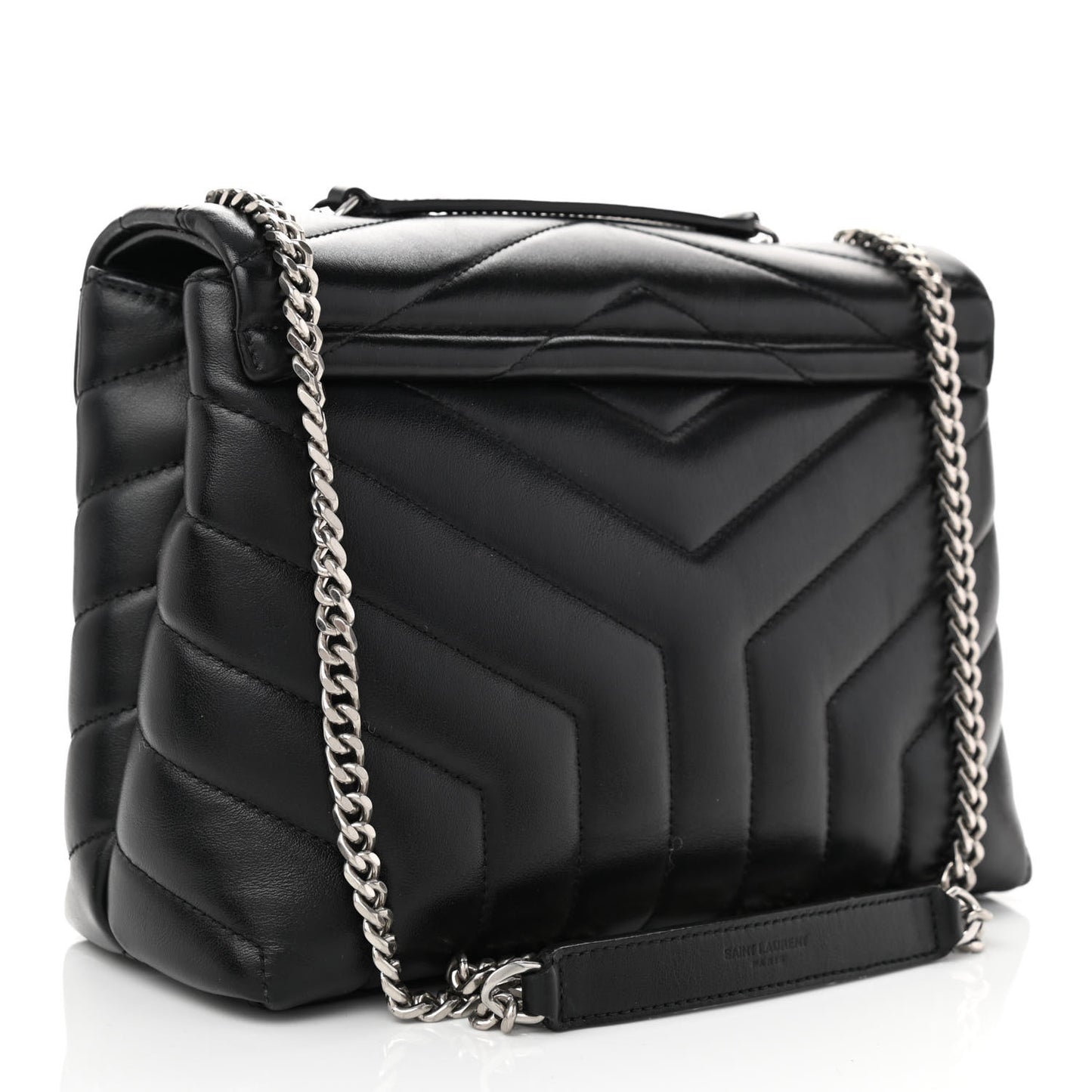 Calfskin Y Quilted Monogram Small Loulou Chain Satchel Black