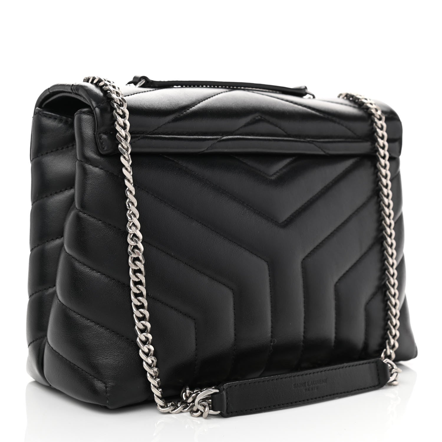 Saint Laurent Calfskin Y Quilted Monogram Small Loulou Chain Satchel Black 3 of 10