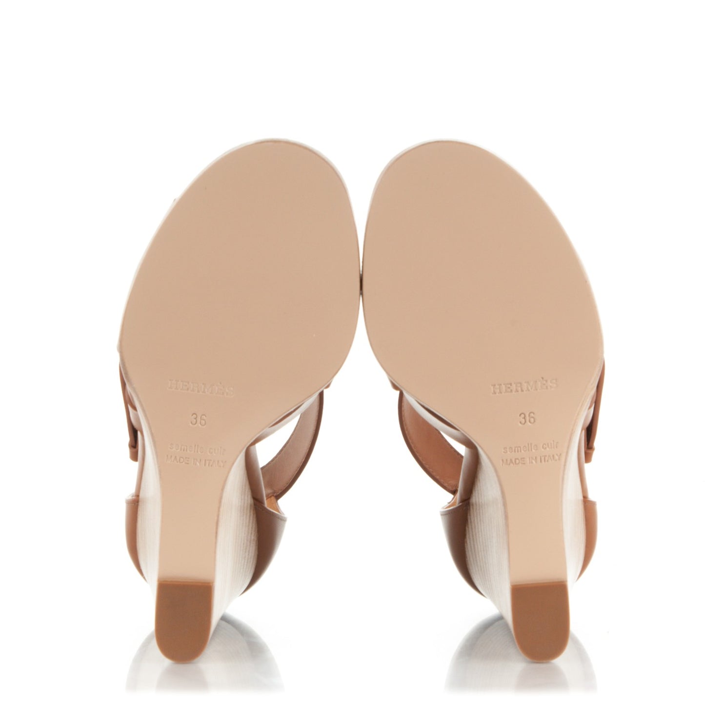 Calfskin Merryl Wedge Sandals 36 Naturel