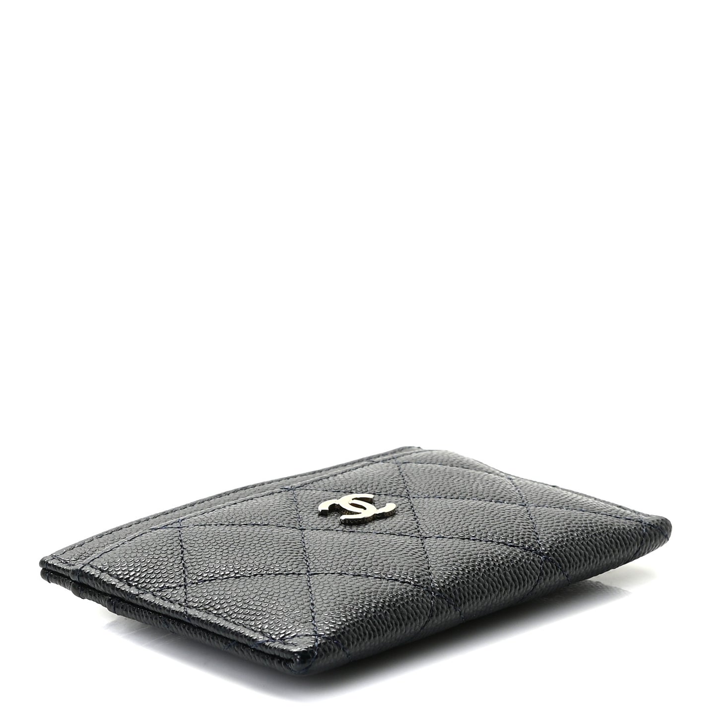 Caviar Quilted Card Holder Blue