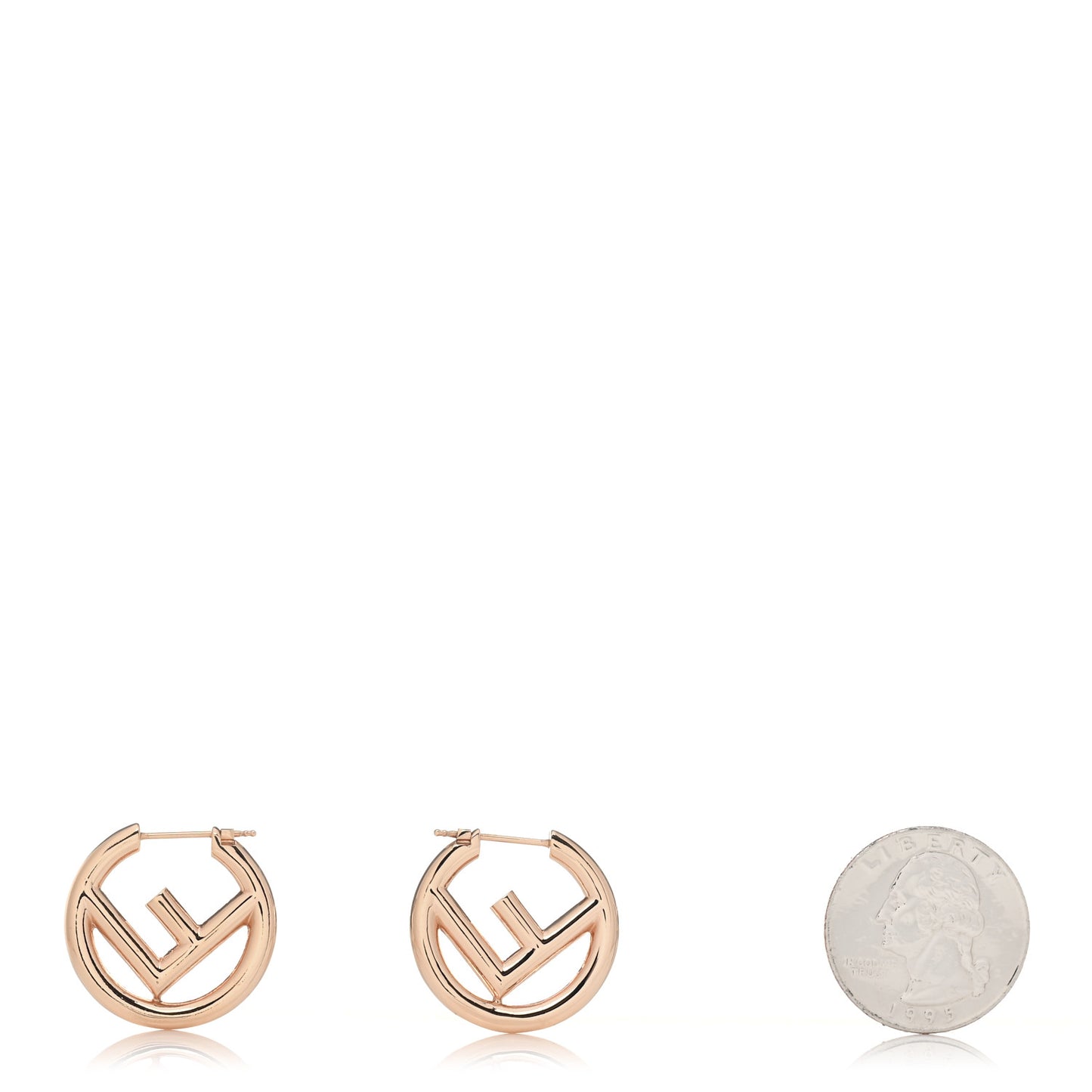Metal FF Hoop Earrings Gold