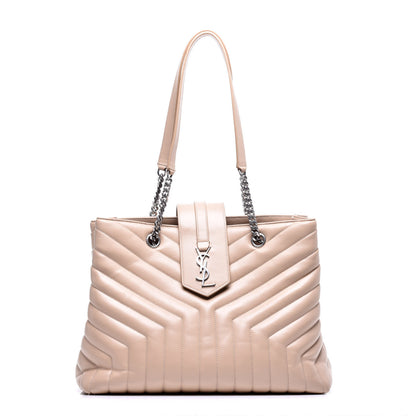 Saint Laurent Calfskin Y Quilted Monogram Large Loulou Shopper Nude Powder 2 of 15