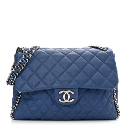 Chanel Washed Lambskin Quilted Chain Around Maxi Flap Light Blue 1 of 11