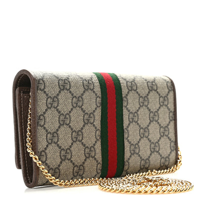 Gucci GG Supreme Monogram Web Ophidia Wallet On Chain Brown 3 of 12
