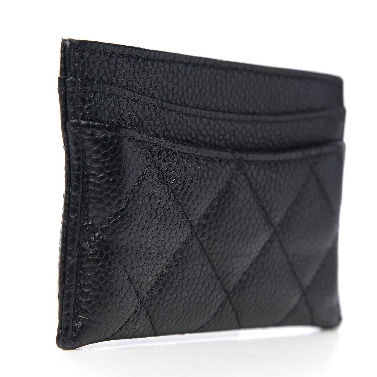 Caviar Quilted Card Holder Black