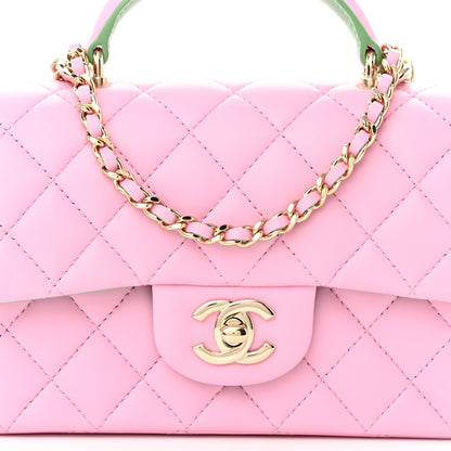 Chanel Lambskin Quilted Mini Top Handle Rectangular Flap Lilac Light Green 8 of 11