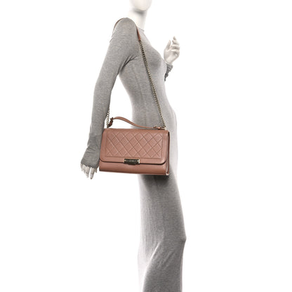 Chanel Grained Calfskin Quilted Large Label Click Flap Bag Beige 2 of 10