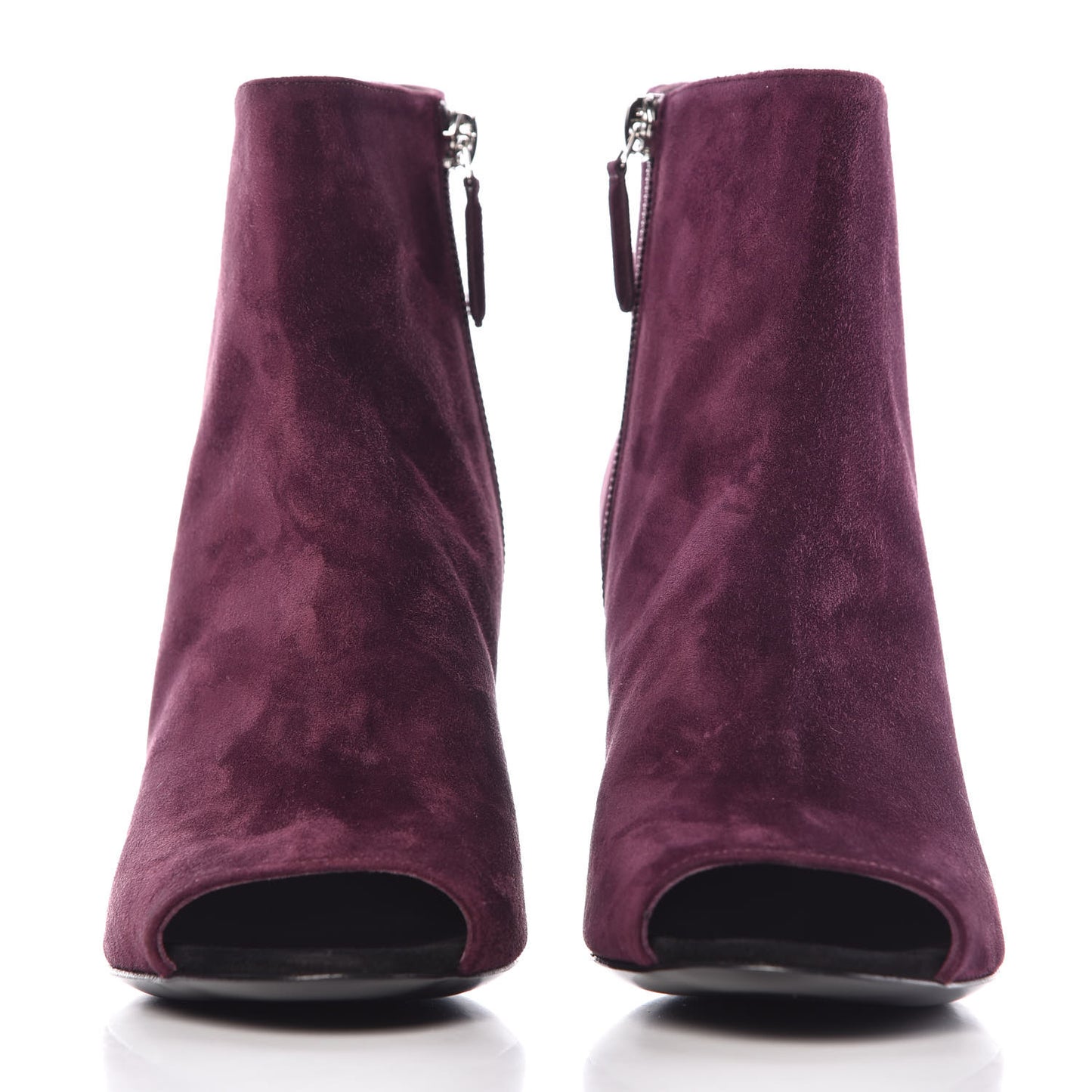 Suede Calfskin Open Toe Short Boots 37.5 Burgundy