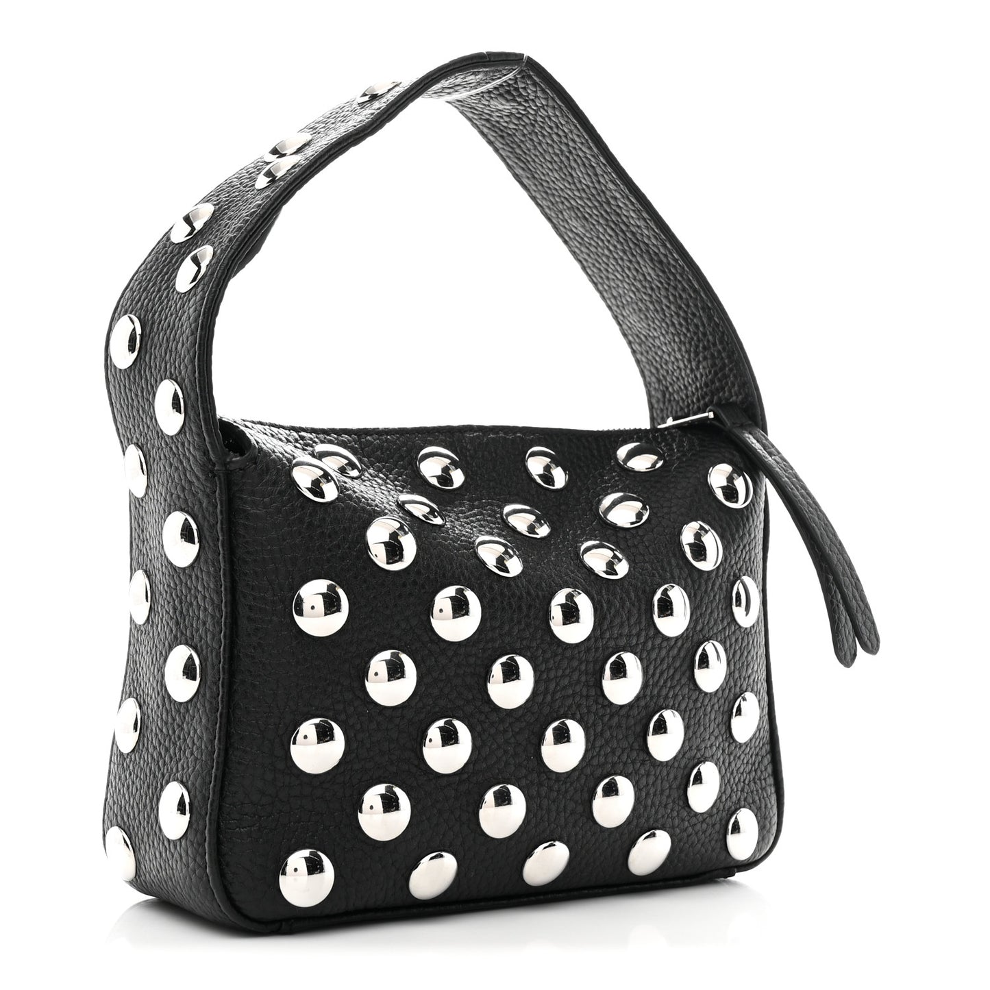 Pebbled Sport Calfskin Studded Small Elena Black