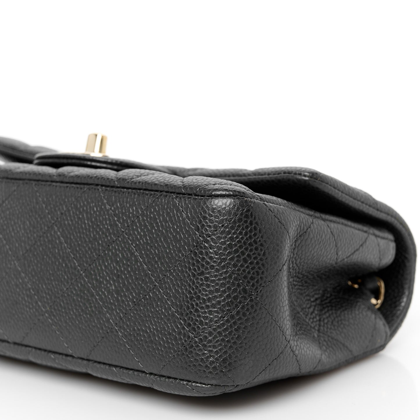Iridescent Caviar Quilted Mini Rectangular Flap Charcoal